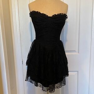 Luxe Black Strapless Lace Dress